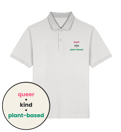 Cool Heather Grey Polo Shirt Embroidery – queer • kind • plant-based - Vegayn