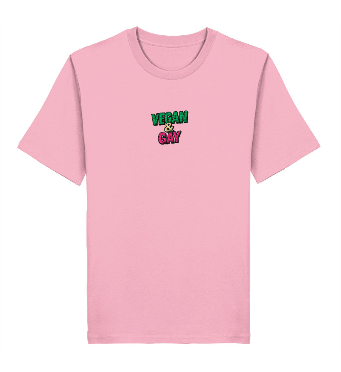 Cotton Pink Classic T-Shirt Embroidery – Vegan & Gay - Vegayn