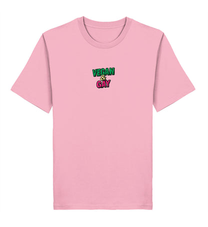 Cotton Pink Classic T-Shirt Embroidery – Vegan & Gay - Vegayn