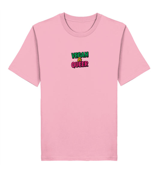 Cotton Pink Classic T-Shirt Embroidery – Vegan & Queer - Vegayn