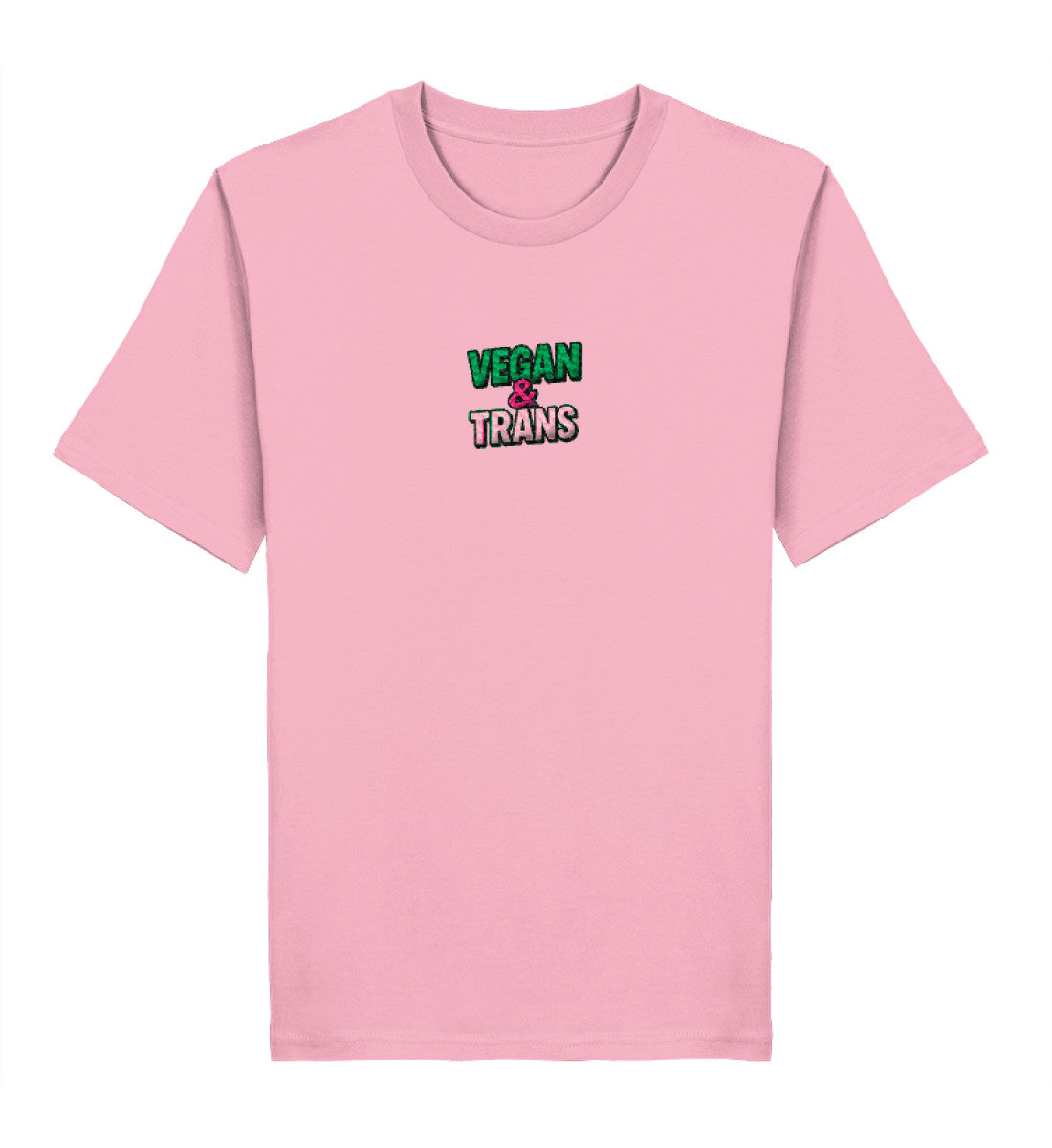 Cotton Pink Classic T-Shirt Embroidery – Vegan & Trans - Vegayn