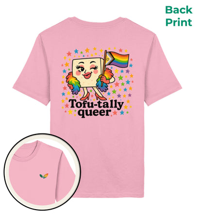 Cotton Pink Classic T-Shirt – Tofu-tally queer with boa - Vegayn