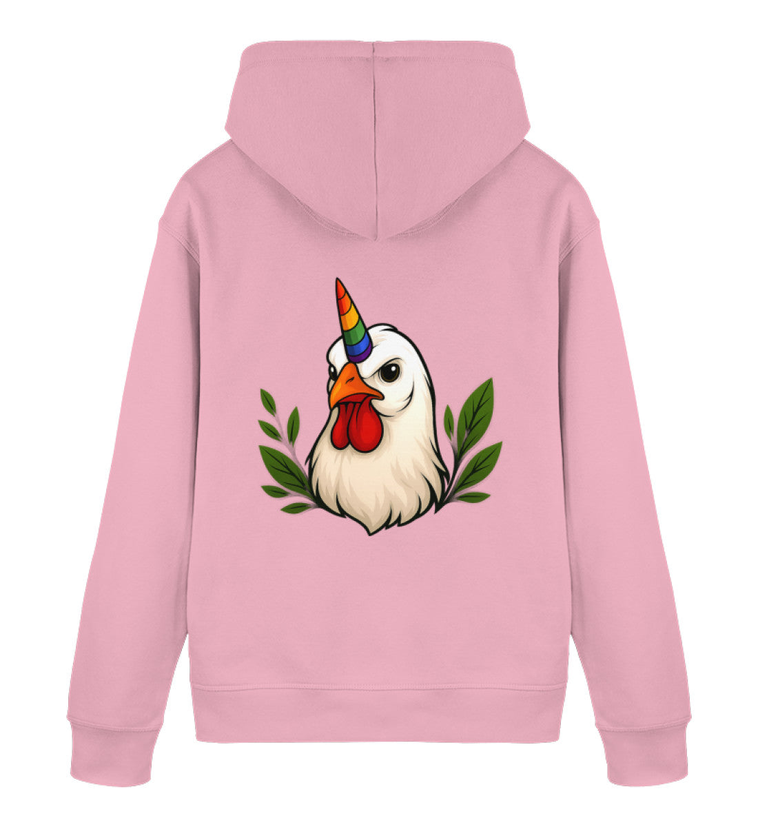 Cotton Pink Hoodie – Chicken Queercorn - Vegayn