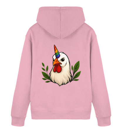 Cotton Pink Hoodie – Chicken Queercorn - Vegayn