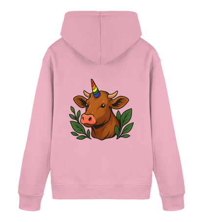Cotton Pink Hoodie – Cow Queercorn - Vegayn