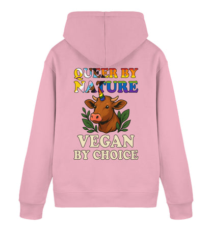Cotton Pink Hoodie Cow Queercorn – Queer by nature, Vegan by choice - Vegayn