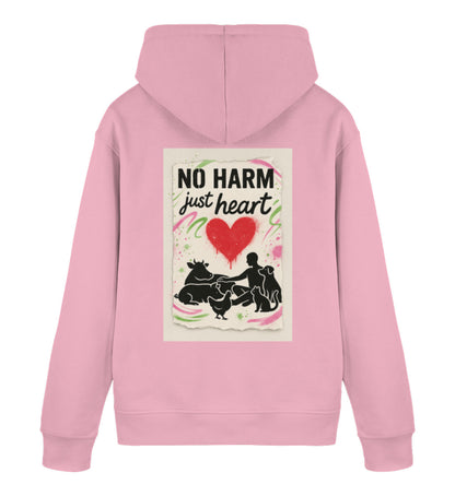 Cotton Pink Hoodie – No harm, just heart - Vegayn