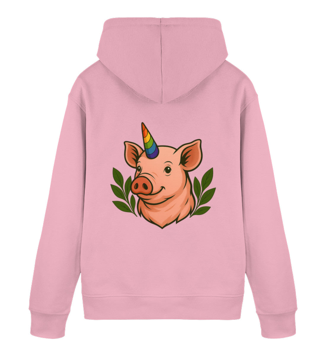 Cotton Pink Hoodie – Pig Queercorn - Vegayn