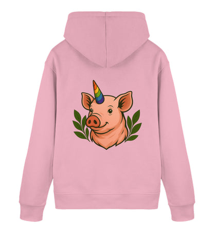 Cotton Pink Hoodie – Pig Queercorn - Vegayn