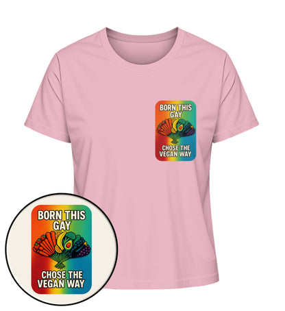 Cotton Pink Short-Fit T-Shirt – Born this gay. Chose the vegan way. - Vegayn