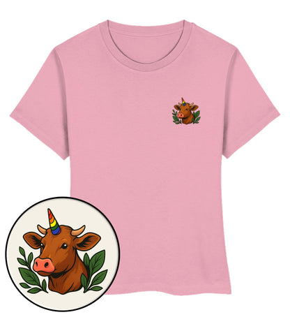 Cotton Pink Short-Fit T-Shirt – Cow Queercorn - Vegayn