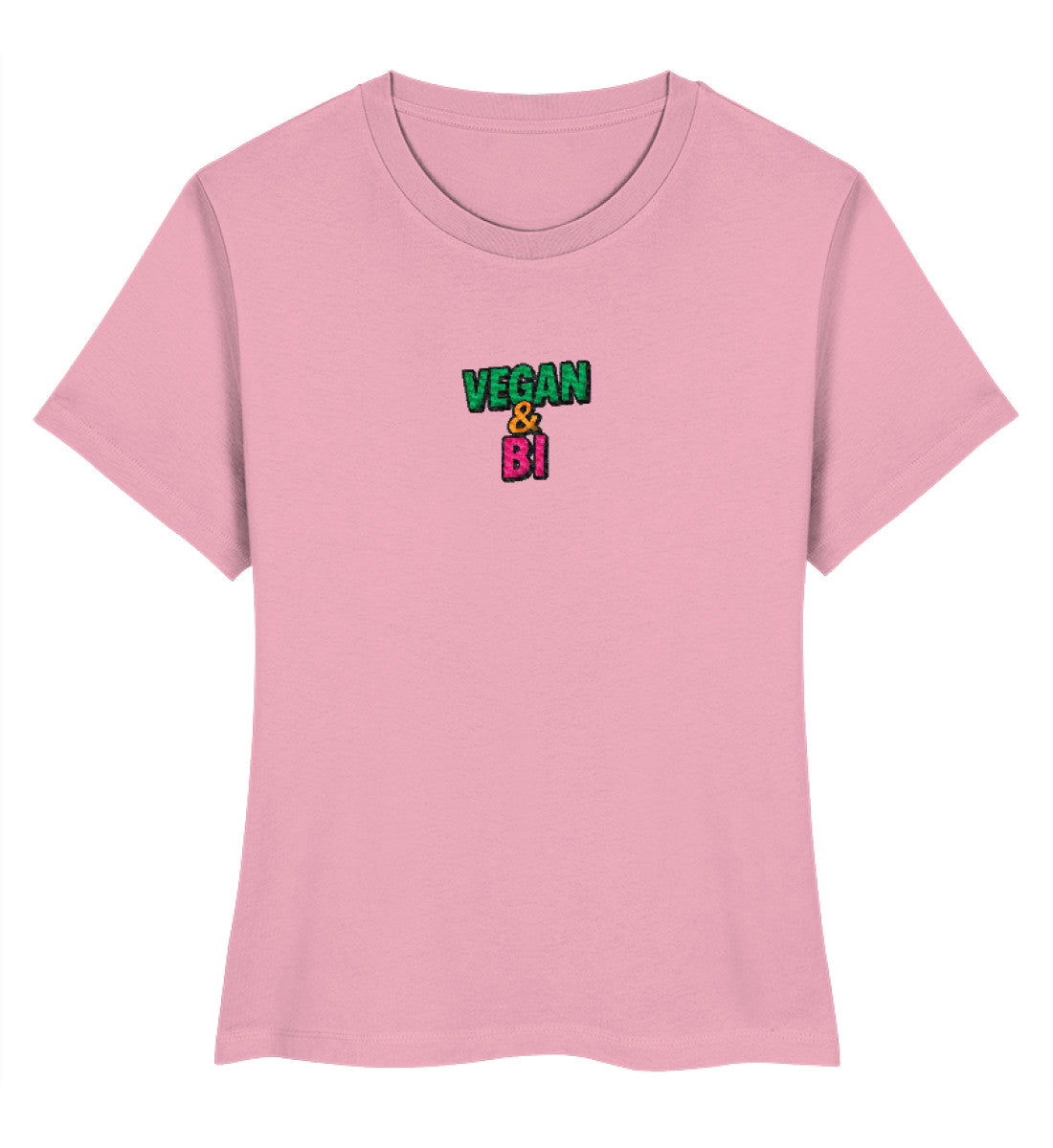 Cotton Pink Short-Fit T-Shirt Embroidery – Vegan & Bi - Vegayn