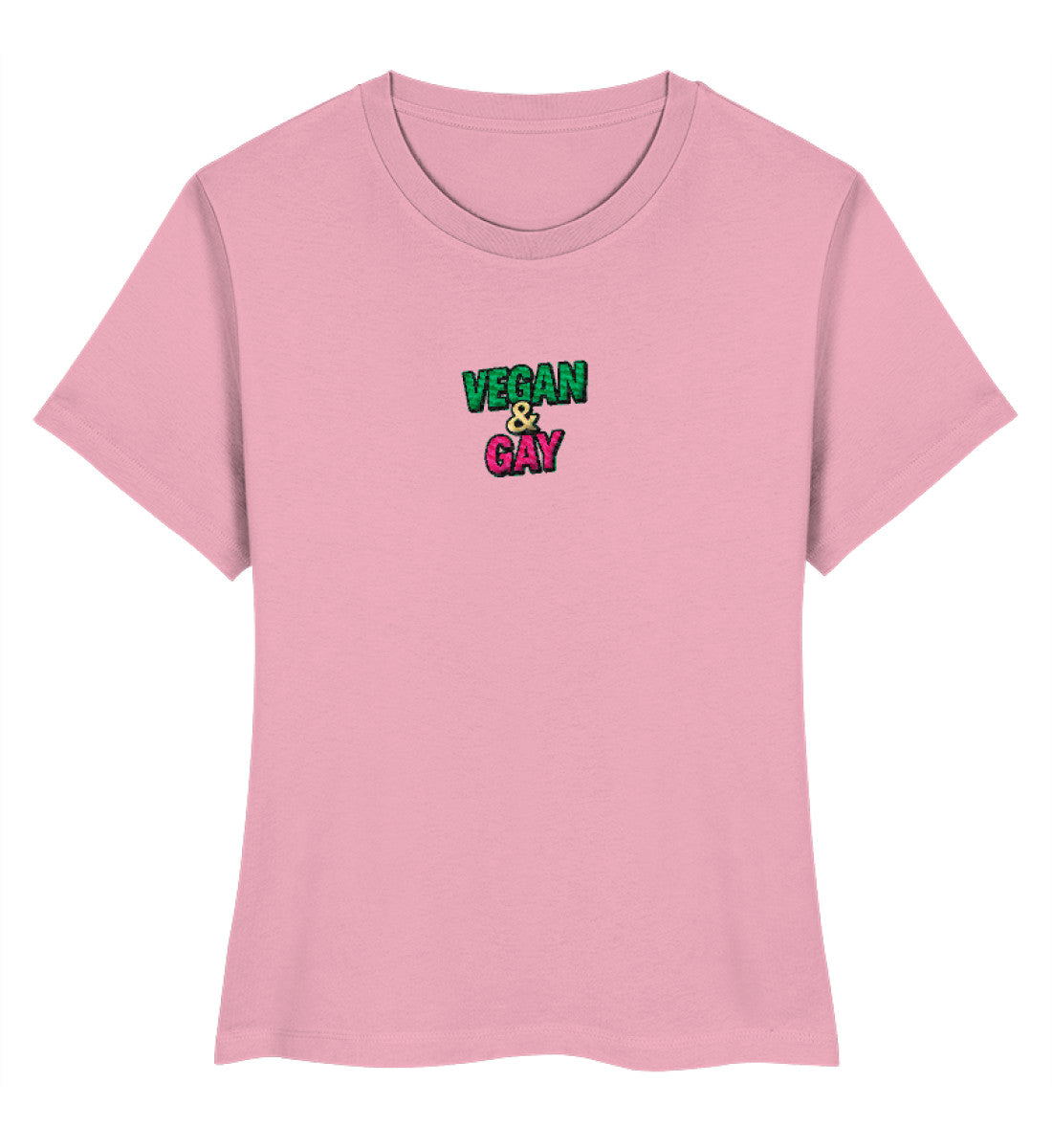 Cotton Pink Short-Fit T-Shirt Embroidery – Vegan & Gay - Vegayn