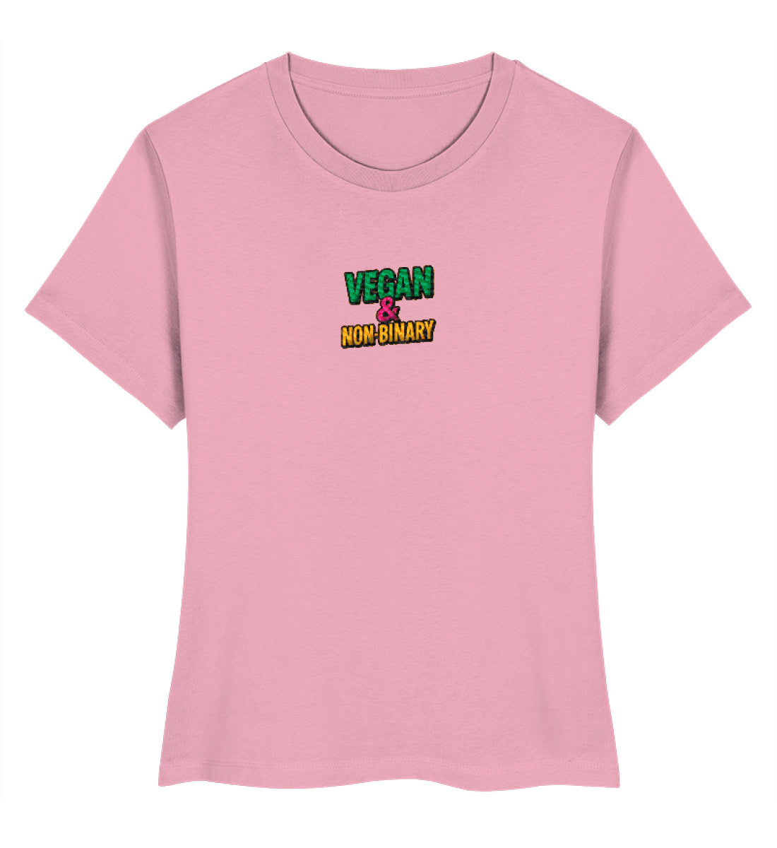 Cotton Pink Short-Fit T-Shirt Embroidery – Vegan & Non-Binary - Vegayn