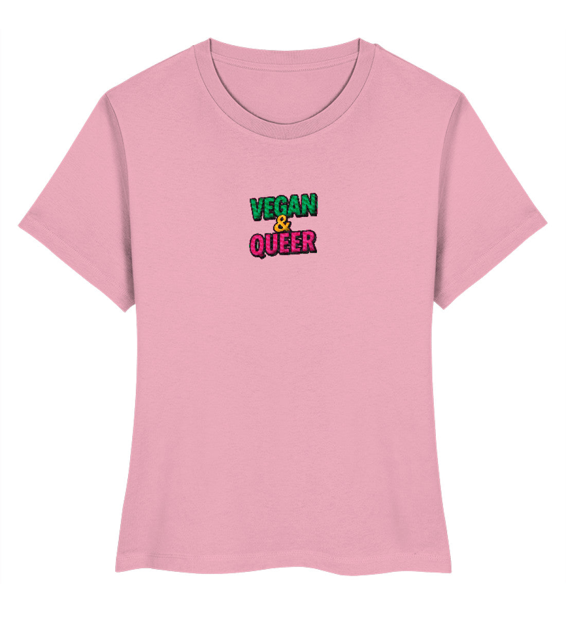 Cotton Pink Short-Fit T-Shirt Embroidery – Vegan & Queer - Vegayn
