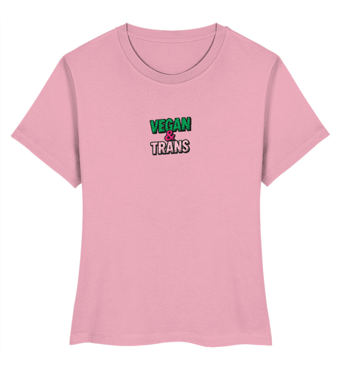 Cotton Pink Short-Fit T-Shirt Embroidery – Vegan & Trans - Vegayn