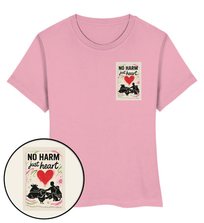 Cotton Pink Short-Fit T-Shirt – No harm, just heart - Vegayn