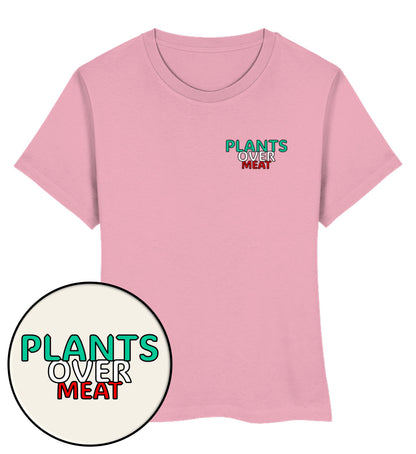 Cotton Pink Short-Fit T-Shirt – Plants over meat - Vegayn