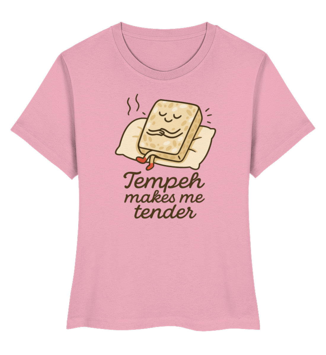 Cotton Pink Short-Fit T-Shirt – Tempeh makes me tender - Vegayn