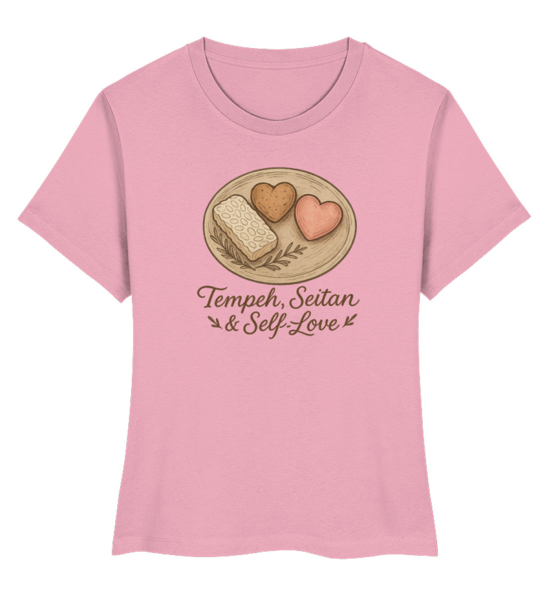 Cotton Pink Short-Fit T-Shirt – Tempeh, seitan & self-love - Vegayn