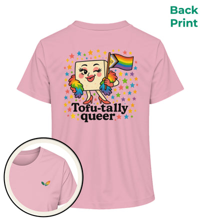 Cotton Pink Short-Fit T-Shirt – Tofu-tally queer with boa - Vegayn
