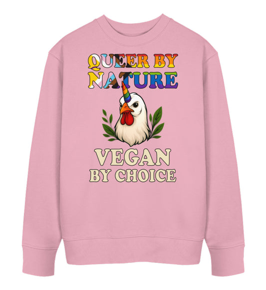 Cotton Pink Sweatshirt Chicken Queercorn – Queer by nature, Vegan by choice - Vegayn