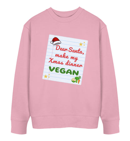 Cotton Pink Sweatshirt Christmas – Dear Santa, make my Xmas dinner Vegan - Vegayn