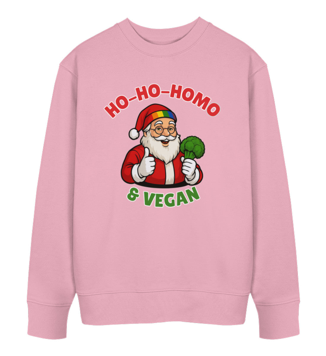 Cotton Pink Sweatshirt Christmas – Ho-Ho-Homo & Vegan - Vegayn