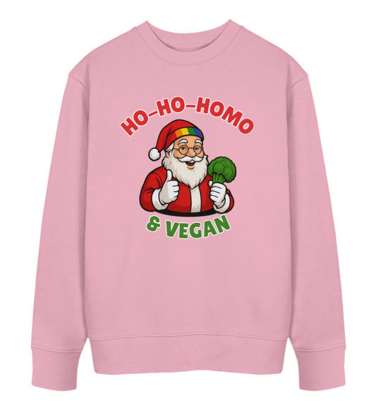 Cotton Pink Sweatshirt Christmas – Ho-Ho-Homo & Vegan - Vegayn