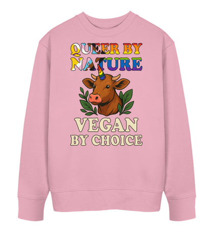 Cotton Pink Sweatshirt Cow Queercorn – Queer by nature, Vegan by choice - Vegayn