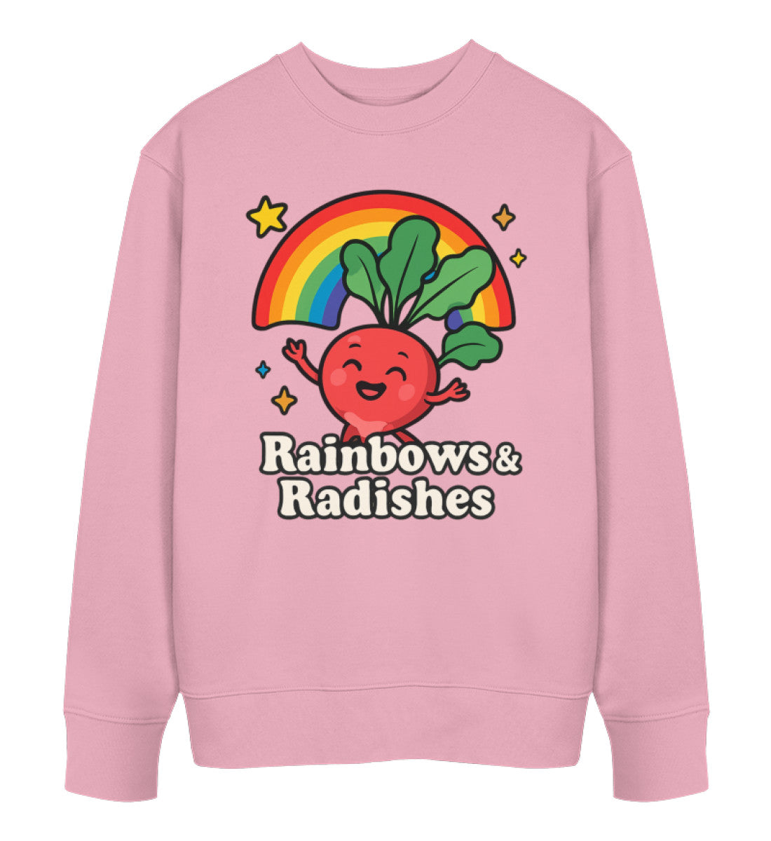 Cotton Pink Sweatshirt – Rainbows & Radishes - Vegayn