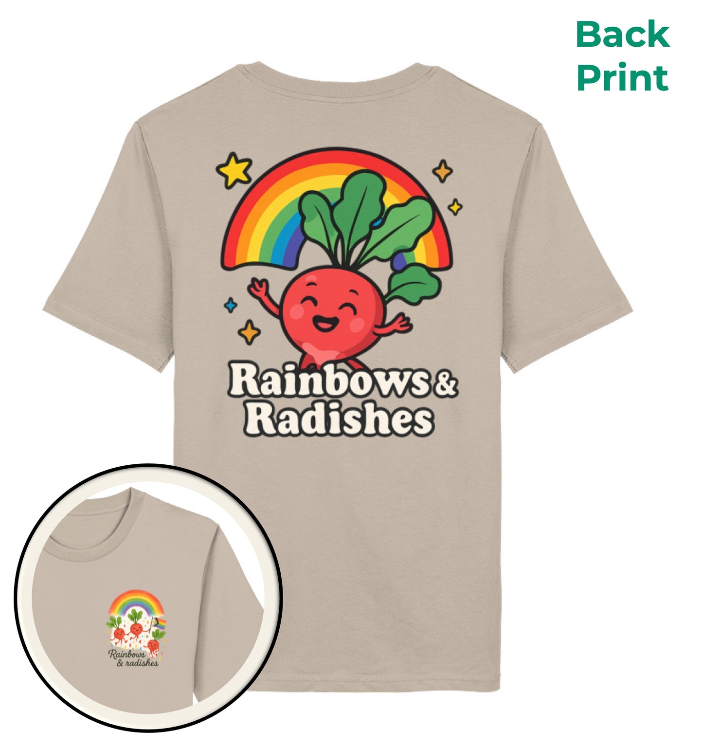 Desert Dust Classic_T-Shirt Rainbows Radishes - Vegayn