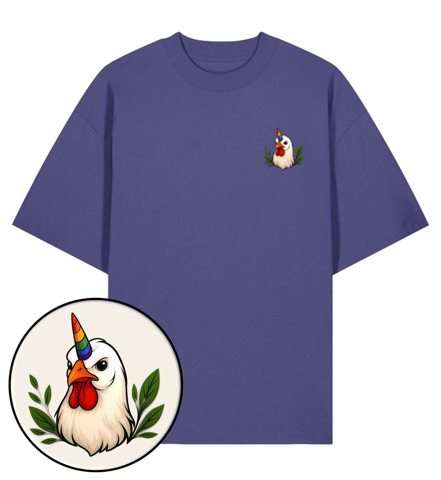 Dusk Oversized T-Shirt – Chicken Queercorn - Vegayn
