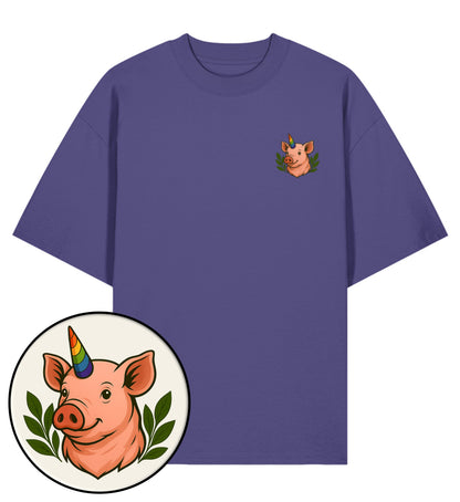 Dusk Oversized T-Shirt – Pig Queercorn - Vegayn