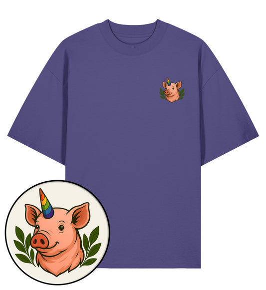 Dusk Oversized T-Shirt – Pig Queercorn - Vegayn