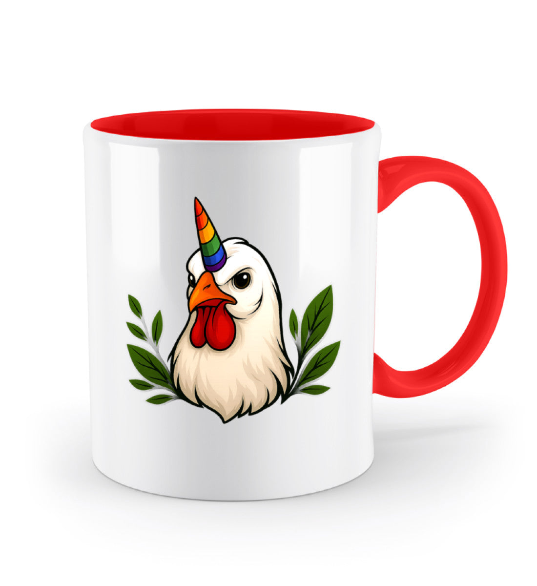 Fire Red Two-coloured Mug – Chicken Unicorn - Vegayn