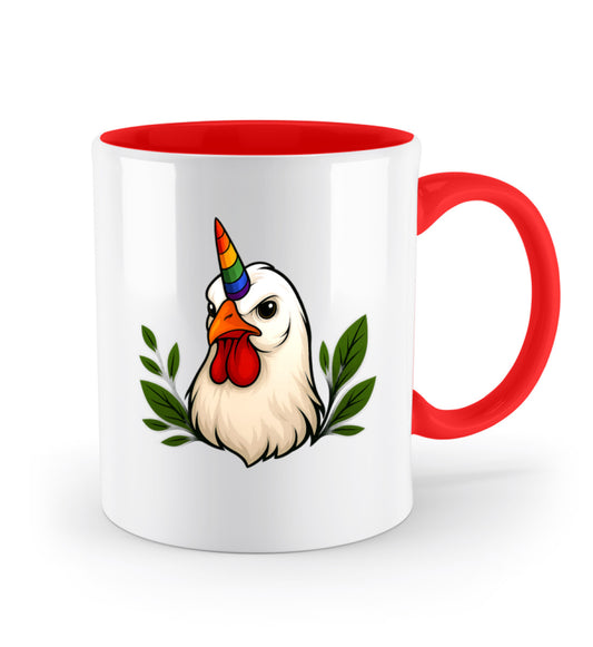 Fire Red Two-coloured Mug – Chicken Unicorn - Vegayn