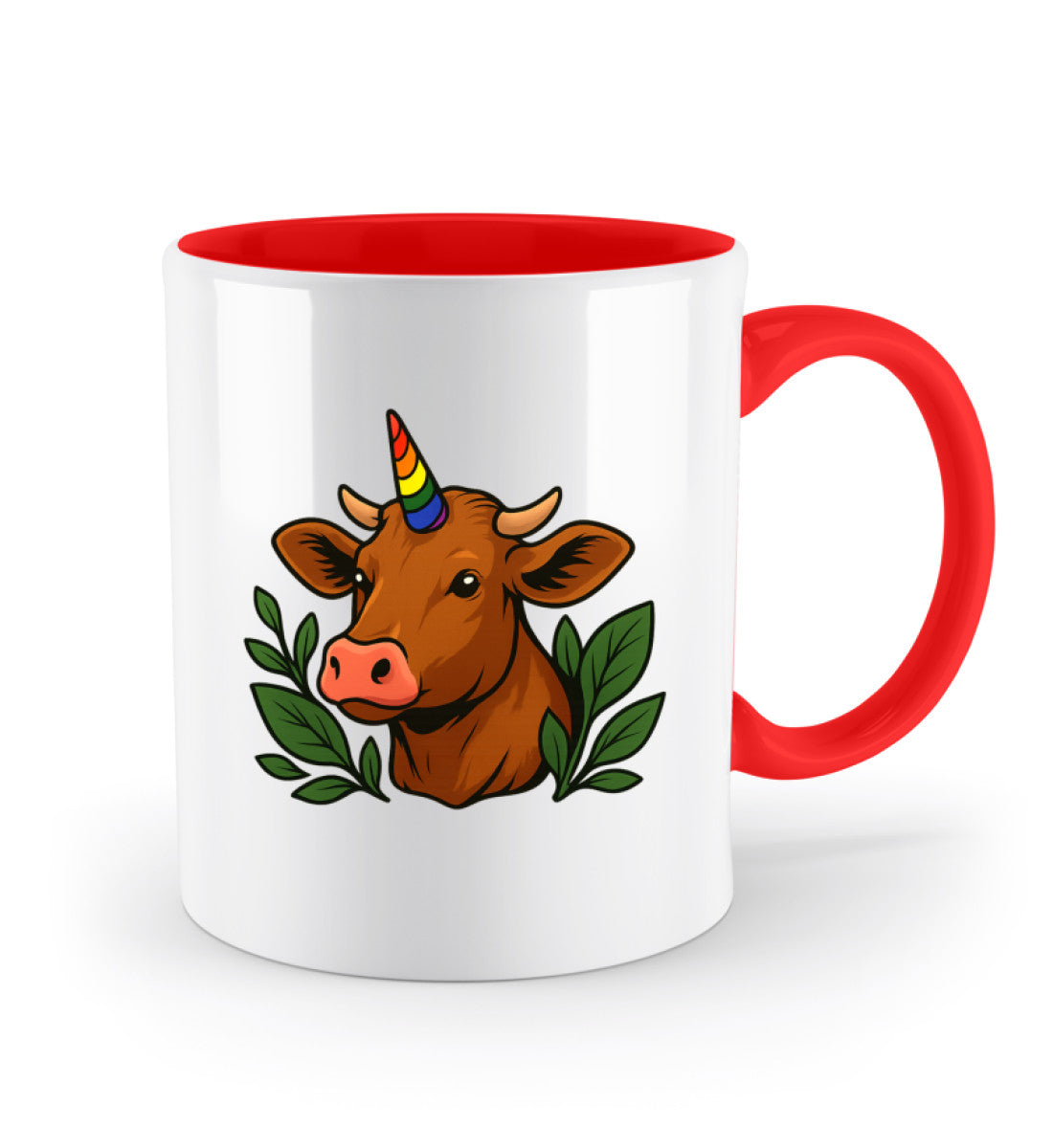 Fire Red Two-coloured Mug – Cow Unicorn - Vegayn