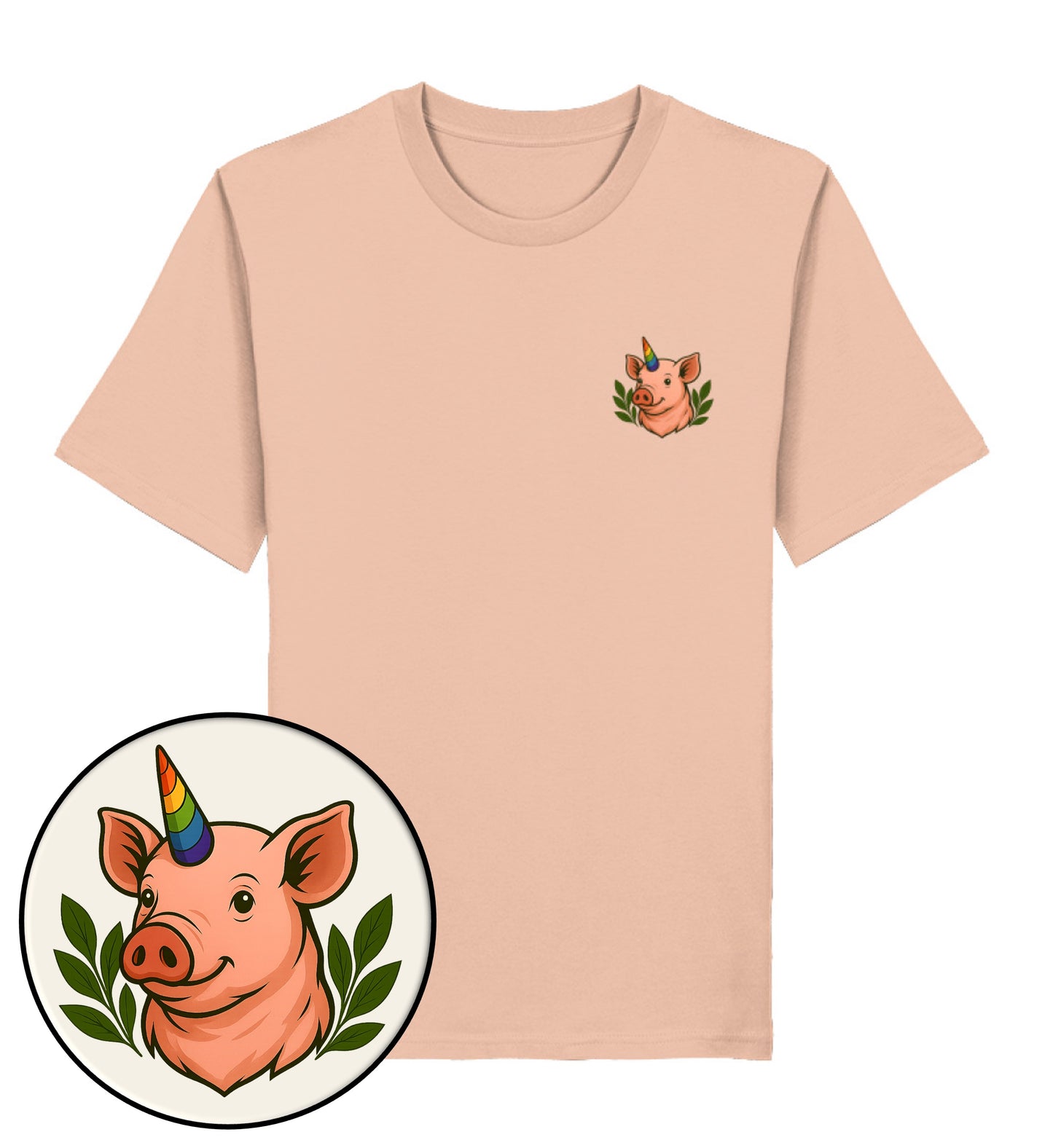 Fraiche Peche Classic T-Shirt– Pig Queercorn - Vegayn