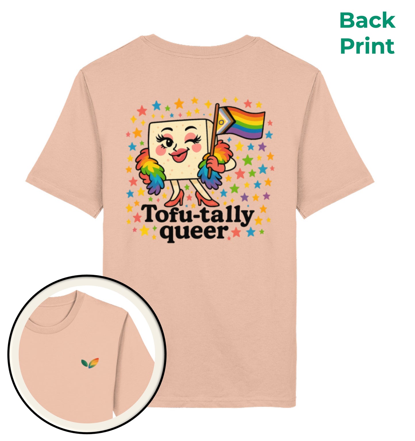 Fraiche Peche Classic T-Shirt – Tofu-tally queer with boa - Vegayn