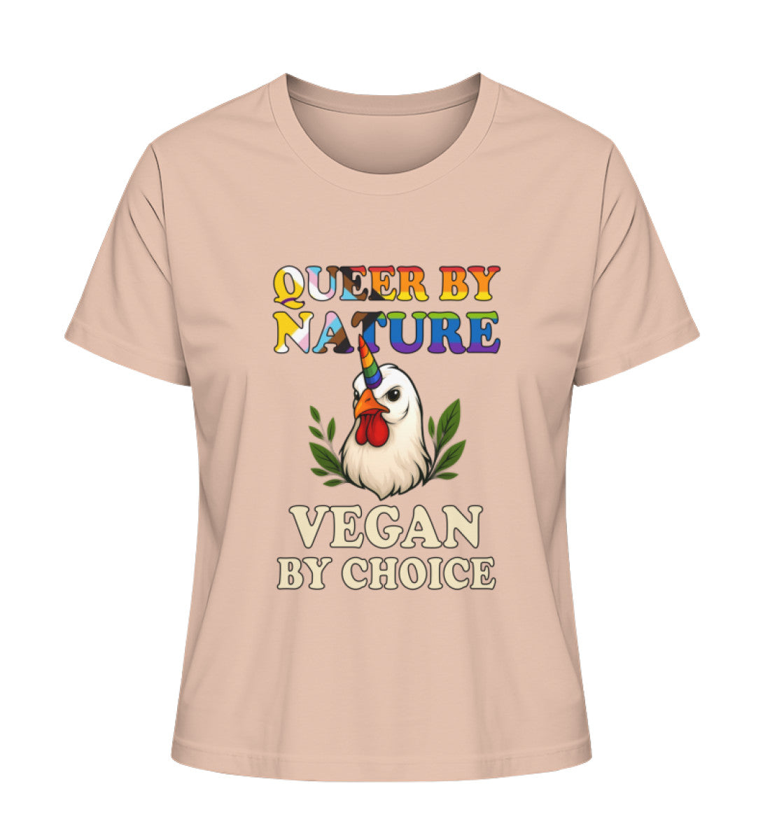 Fraiche Peche Short-Fit T-Shirt Chicken Unicorn – Queer by nature, Vegan by choice - Vegayn