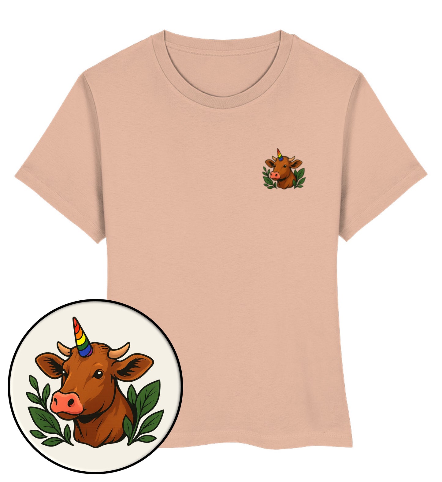 Fraiche Peche Short-Fit T-Shirt – Cow Queercorn - Vegayn