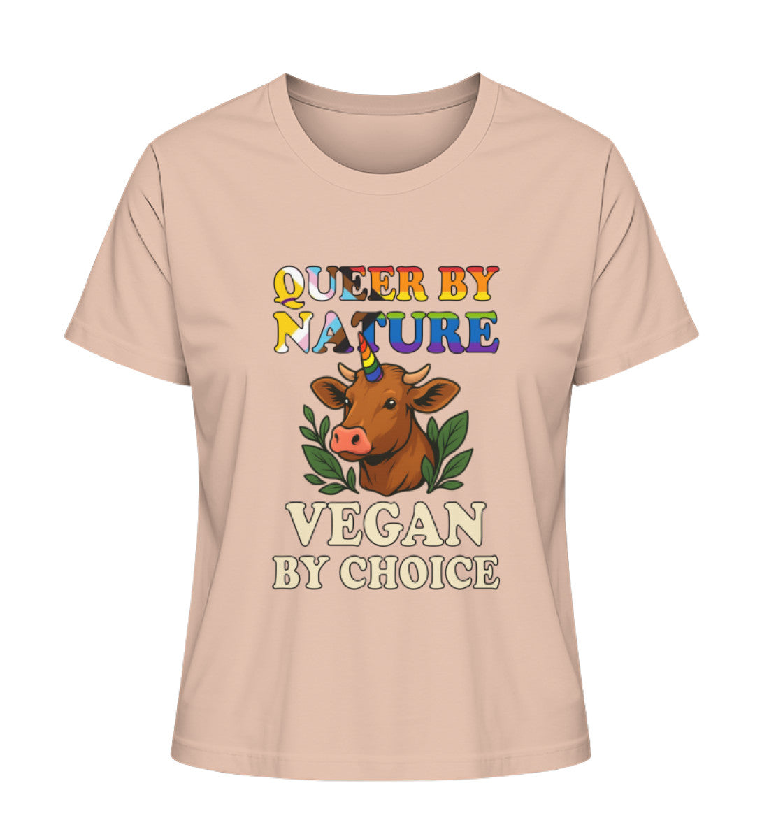 Fraiche Peche Short-Fit T-Shirt Cow Unicorn – Queer by nature, Vegan by choice - Vegayn
