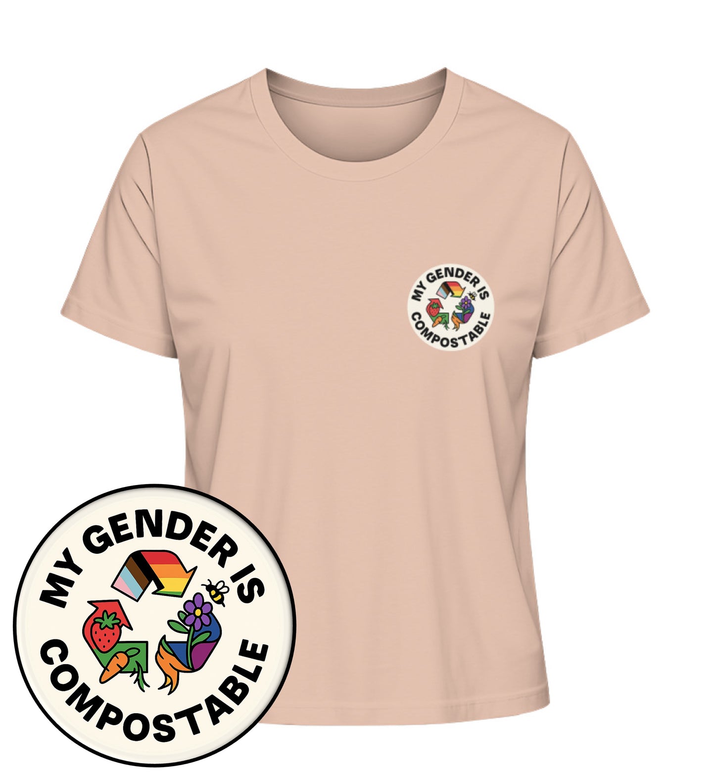 Fraiche Peche Short-Fit T-Shirt – My gender is compostable - Vegayn