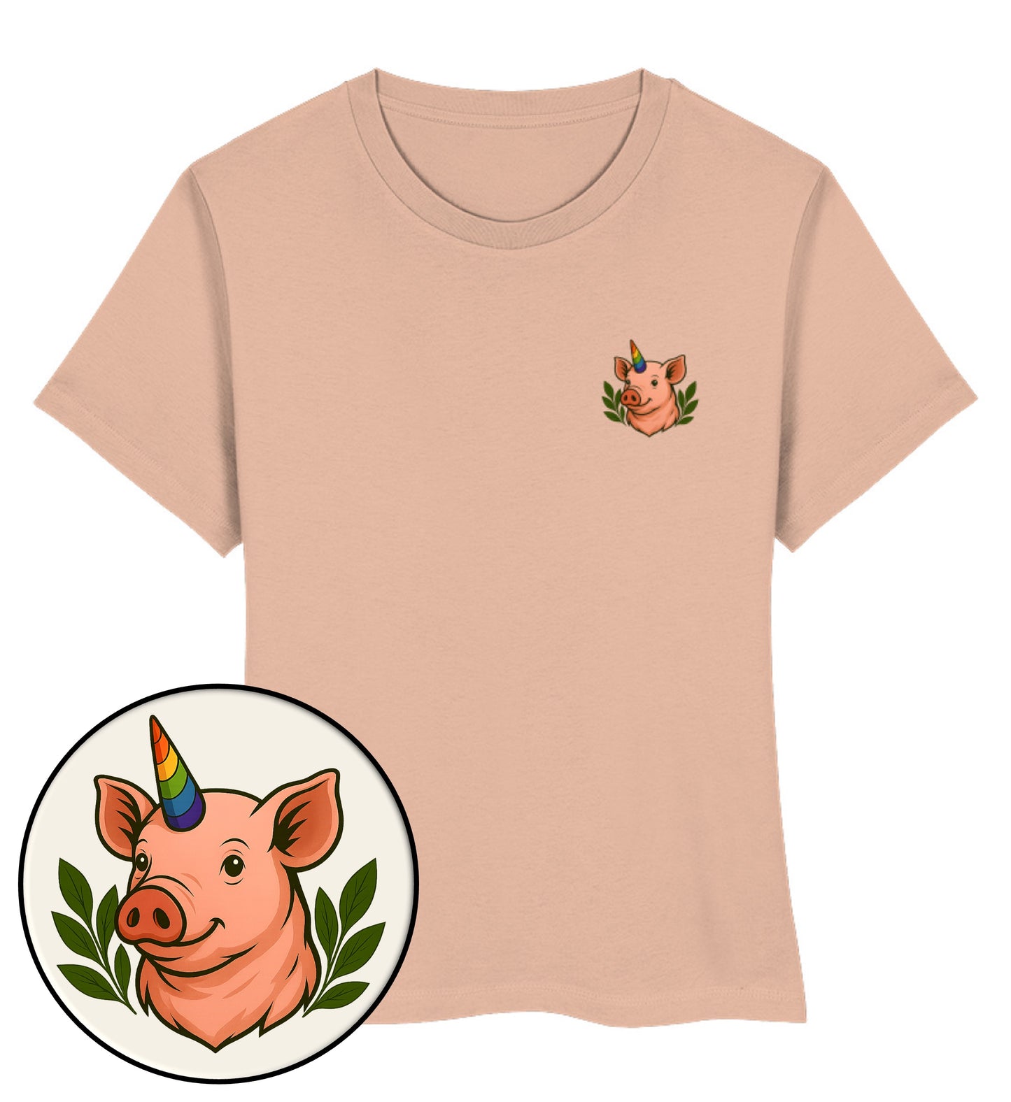 Fraiche Peche Short-Fit T-Shirt – Pig Queercorn - Vegayn