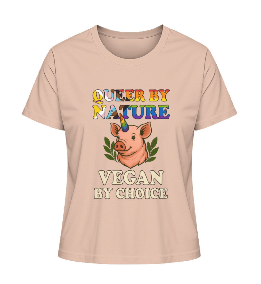 Fraiche Peche Short-Fit T-Shirt Pig Unicorn – Queer by nature, Vegan by choice - Vegayn