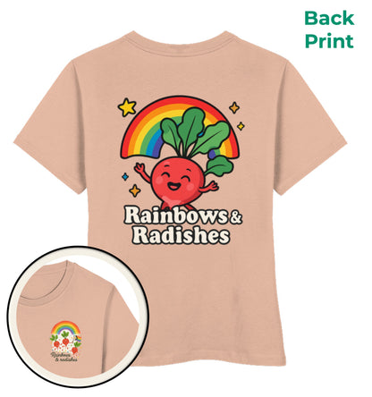 Fraiche Peche Short-Fit T-Shirt – Rainbows & Radishes - Vegayn