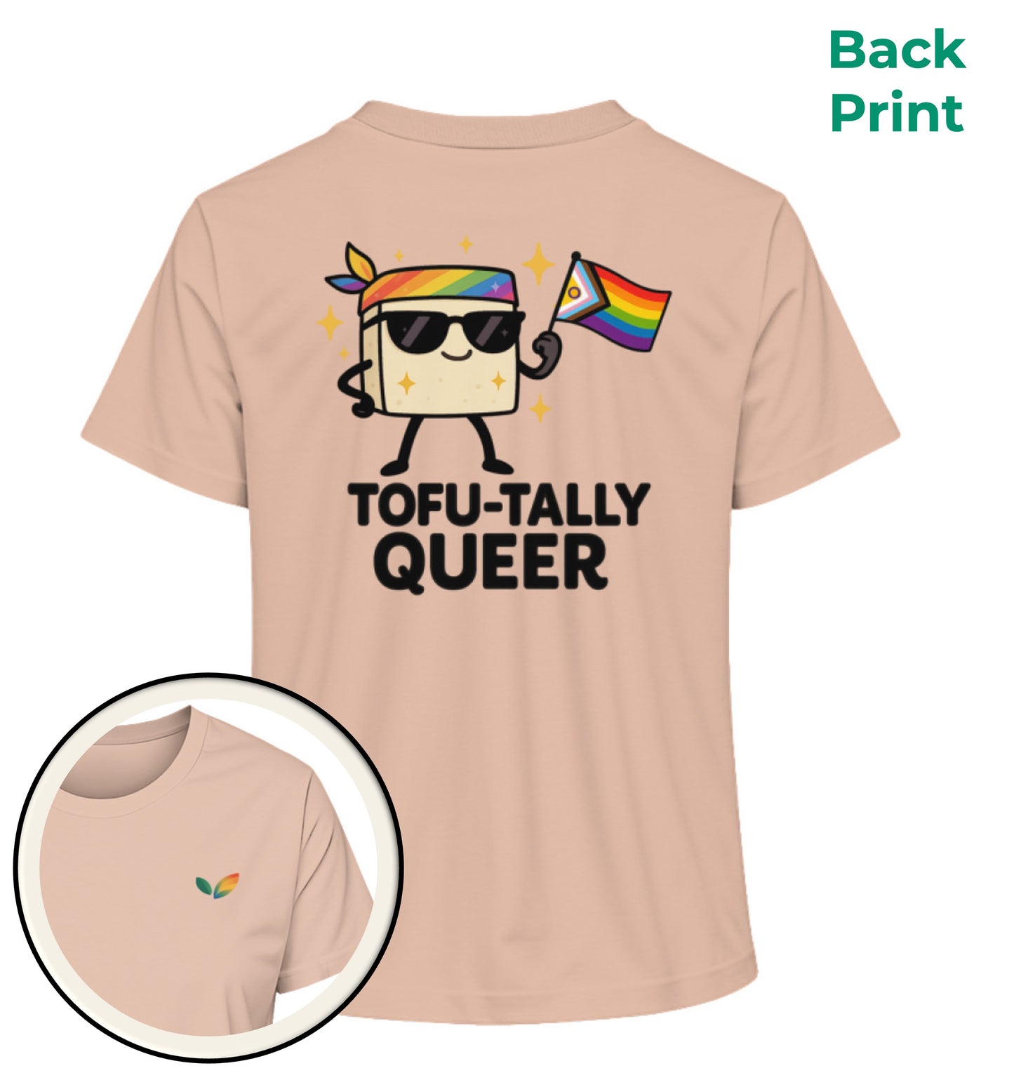 Fraiche Peche Short-Fit T-Shirt – Tofu-tally queer with bandana - Vegayn