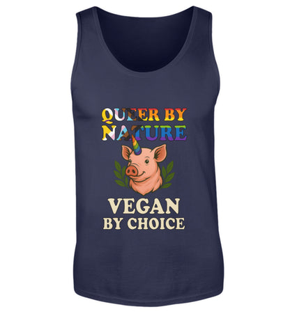 French Navy Tank Top Pig Unicorn – Queer by nature, Vegan by choice - Vegayn