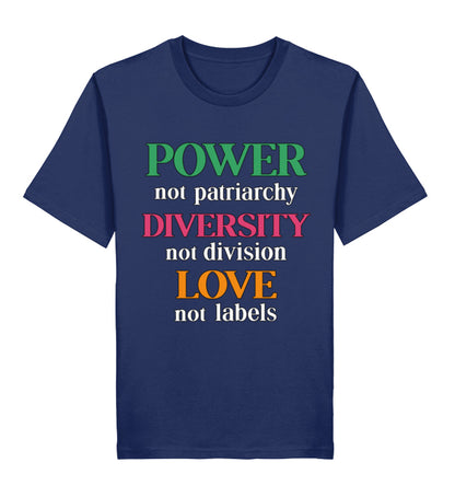 French Navy Classic T-Shirt – Power, not patriarchy – Diversity, not division – Love, not labels - Vegayn